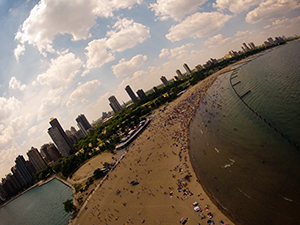 kite flying above north avenue beach in chicago with gopro hd hero2 camera on a late spring day just before summer